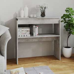 Lasha Wooden Console Table With Undershelf In Concrete Effect