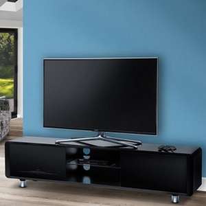 Lasker Wooden TV Stand In Black High Gloss With Two Doors