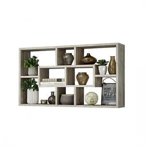 Lasse Bookcase Wall Shelves In Sand Oak With 8 Compartments