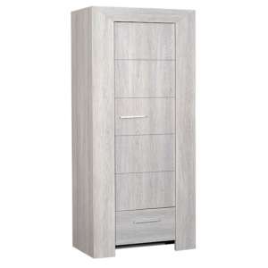 Lathi Wooden Storage Cabinet In Grey Oak With 1 Door 1 Drawer