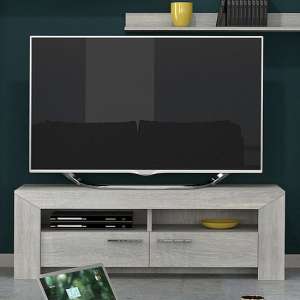 Lathi Wooden TV Stand In Grey Oak With 2 Drawers 2 Shelves