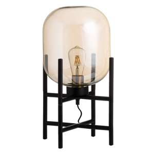 Latinas Vintage Industrial Glass Glow Table Lamp In Black