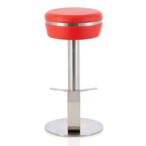 Latos Faux Leather Fixed Bar Height Bar Stool In Red