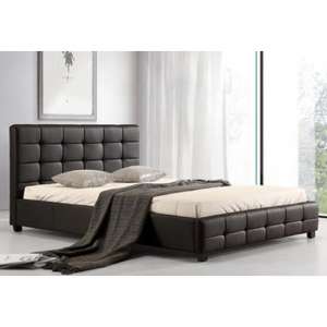 Lattice Faux Leather King Size Bed In Black