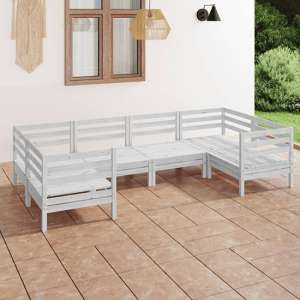 Laurie Solid Pinewood Garden Lounge Set In White