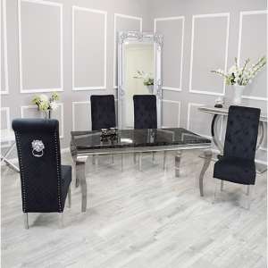 Laval Black Marble Dining Table With 4 Elmira Black Chairs