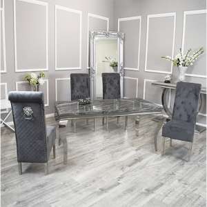 Laval Dark Grey Marble Dining Table 4 Elmira Dark Grey Chairs
