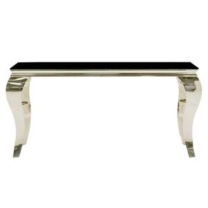 Laval Large Black Glass Console Table With Polished Legs