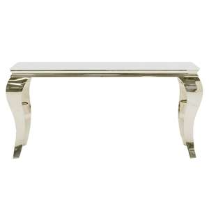 Laval Large White Glass Console Table With Polished Legs