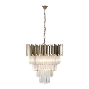 Lawton Large Clear Glass Chandelier Ceiling Light In Silver