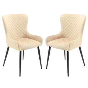 Laxly Diamond Beige Velvet Dining Chairs In A Pair