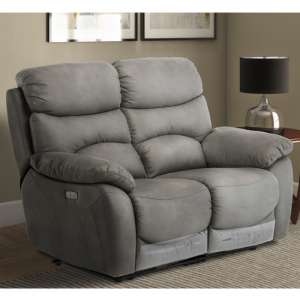 Layla Fabric Electric Recliner 2 Seater Sofa In Grey