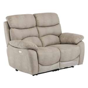 Layla Fabric Electric Recliner 2 Seater Sofa In Natural