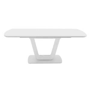 Lazaro Large Glass Extending Dining Table With White Gloss Base