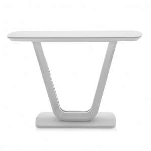 Lazzaro High Gloss Console Table In White With Glass Top