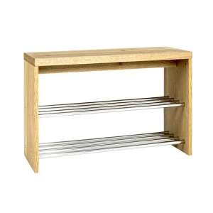 Leandro Wooden Shoe Storage Bench In Oak With Chrome Shelves