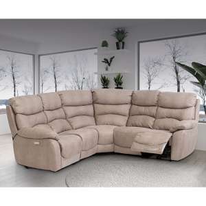Leda Fabric Electric Recliner Left Hand Corner Sofa In Natural