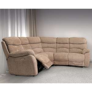 Leda Fabric Electric Recliner Right Hand Corner Sofa In Sand