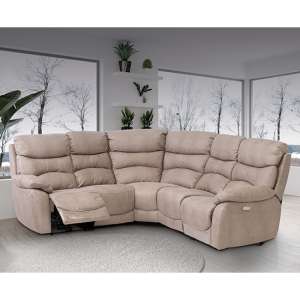 Leda Fabric Electric Recliner Right Hand Corner Sofa In Natural