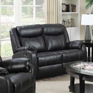 Launa LeatherLux And PU Recliner 2 Seater Sofa In Gun Metal