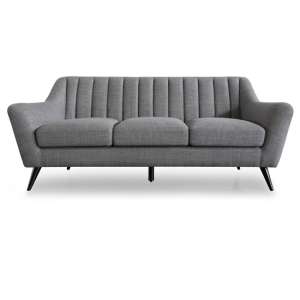 Leeor Linen Fabric 2 Seater Sofa In Grey With Black Metal Legs