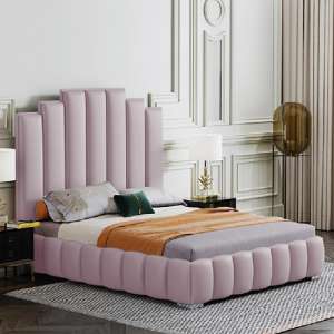 Leica Plush Velvet Small Double Bed In Pink