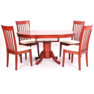 Larkin Wooden Dining Set In Mahogany With 4 Chairs