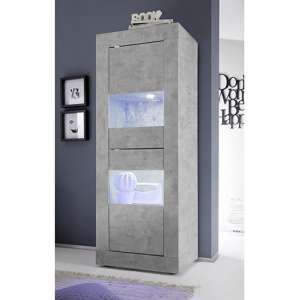 Taylor LED Wooden Display Cabinet In Concrete With 2 Doors