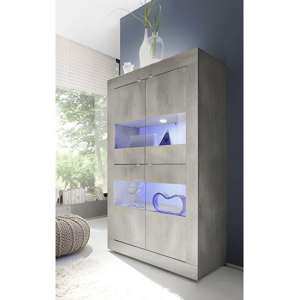 Taylor LED Wooden Display Cabinet In White Pine With 4 Doors