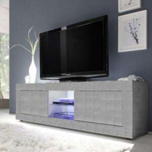 Taylor LED Wooden Large TV Stand In Concrete With 2 Doors