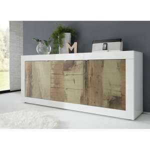 Taylor Wooden Sideboard In White High Gloss And Pero