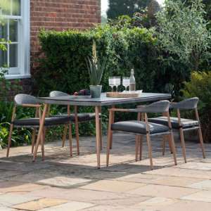 Leire Outdoor 4 Seater Dining Set In Charcoal And Natural