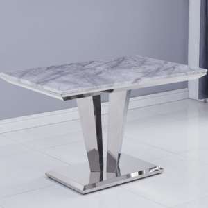 Leming 120cm Marble Dining Table In Grey With Twin Pedestals