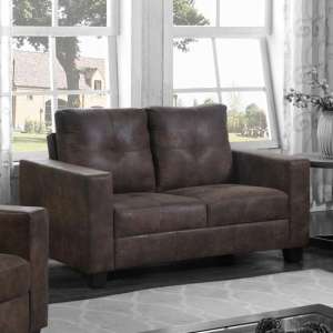 Larue Antique Fabric 2 Seater Sofa In Brown