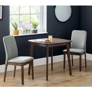 Laisha Walnut Wooden Dining Table With 2 Bates Grey Chairs