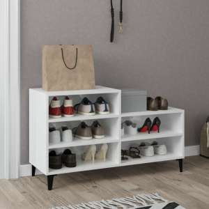 Lenoir High Gloss Shoe Storage Rack With 5 Shelves In White