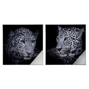 Leo Picture Set Of 2 Acrylic Wall Art In Black And Grey