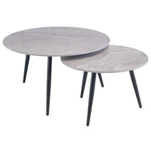 Lerato Round Set Of 2 Marble Coffee Tables In Rebecca Grey