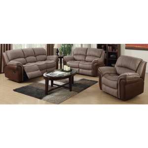 Lerna Fusion 3 Seater Sofa And 2 Armchair Suite In Taupe And Tan