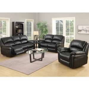 Lerna Leather 3 Seater Sofa And 2 Seater Sofa Suite In Black