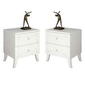 Lerso Serigraphed White Wooden Nightstands In Pair
