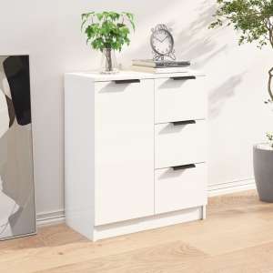 Leslie High Gloss Sideboard With 1 Door 3 Drawers In White