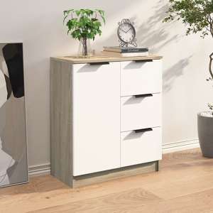 Leslie Sideboard With 1 Door 3 Drawers In White Sonoma Oak