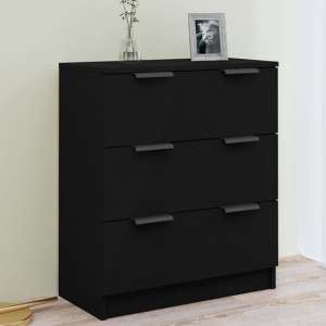 Leslie Wooden Chest Of 3 Drawers In Black