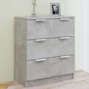 Leslie Wooden Chest Of 3 Drawers In Concrete Effect