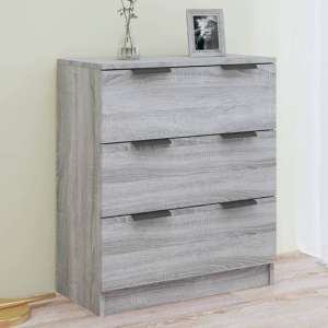 Leslie Wooden Chest Of 3 Drawers In Grey Sonoma Oak