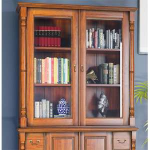 Leupp Wooden 2 Glazed Doors Dresser Top In Light Brown