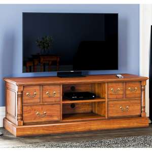 Leupp Wooden Widescreen 6 Drawers TV Stand In Light Brown