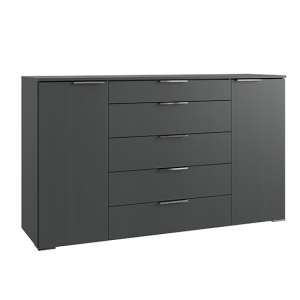 Levelup Large Sideboard In Graphite With 2 Doors And 5 Drawers
