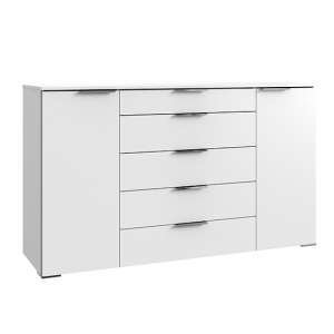 Levelup Large Sideboard In White With 2 Doors And 5 Drawers